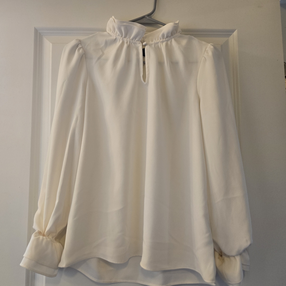 J. Crew Cream Ruffle Blouse - Picture 2 of 6